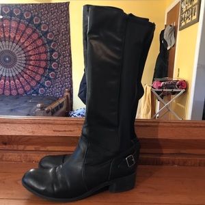 Black Vegan Leather Riding Boots